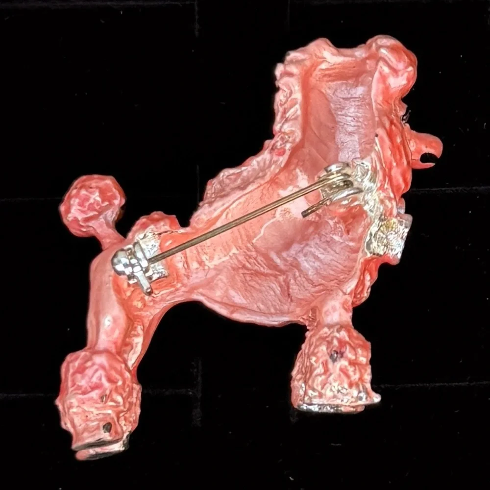 Vintage, elegant, pink Dog Poodle Brooch